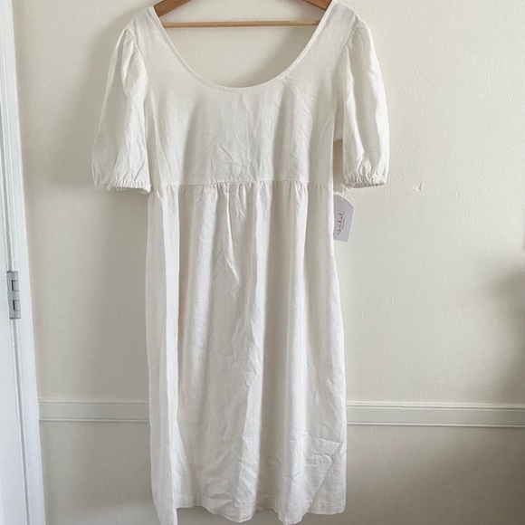 Puff Short Sleeve Linen Maternity Dress - Ingrid Isabel Xl - Picture 1 of 10